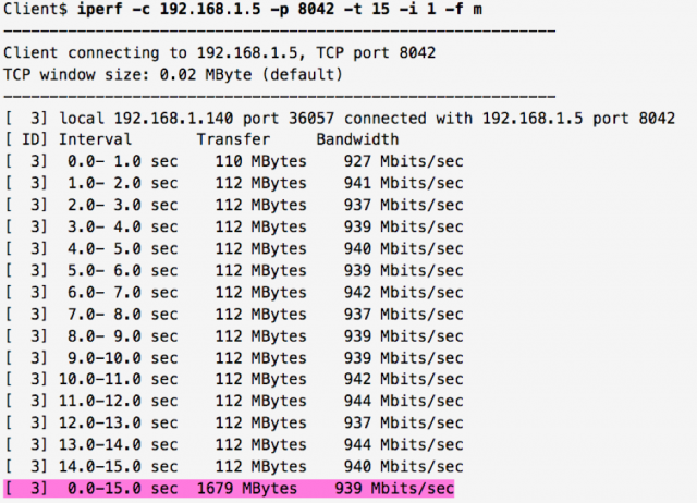 iperf client output